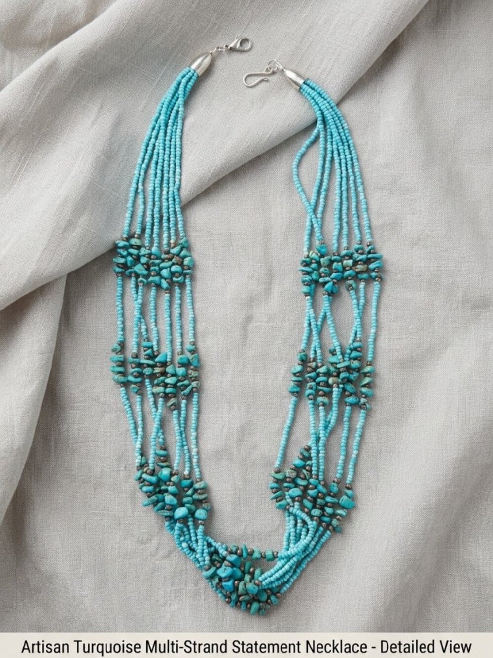 Handmade New Mexico Turquoise Multi-Strand Statement Necklace